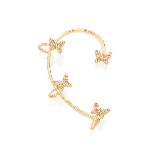 BRINCO EAR WRAP BORBOLETA BANHADO A OURO 18K COM ZIRCÔNIAS