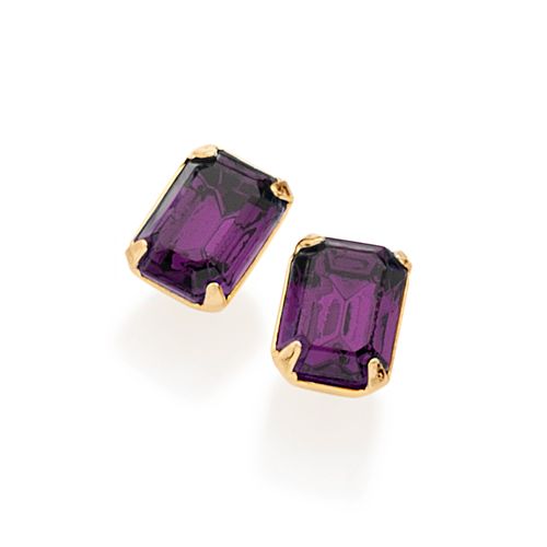 BRINCO SOLITÁRIO RETANGULAR BANHADO A OURO 18K COM CRISTAIS