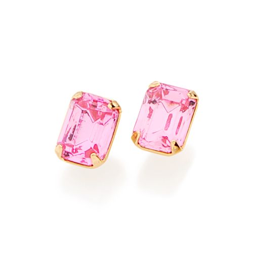 BRINCO SOLITÁRIO RETANGULAR BANHADO A OURO 18K COM CRISTAIS