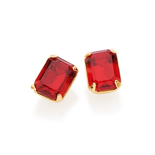 BRINCO SOLITÁRIO RETANGULAR BANHADO A OURO 18K COM CRISTAIS