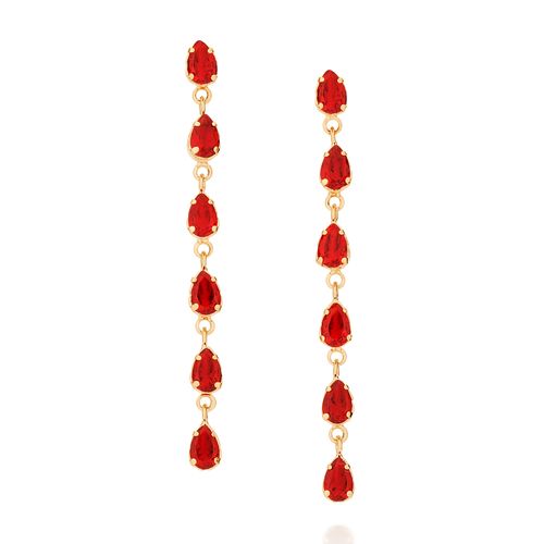BRINCO COM CRISTAIS GOTAS BANHADO A OURO 18K