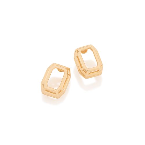 BRINCO BANHADO A OURO 18K RETANGULAR
