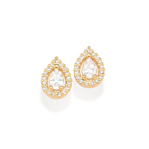 BRINCO GOTA BANHADO A OURO 18K COM ZIRCÔNIAS