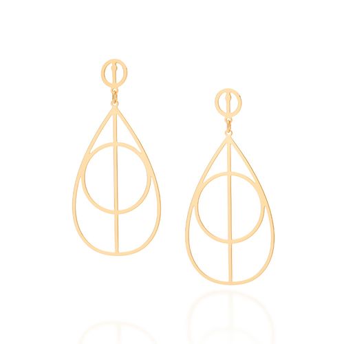 MAXI BRINCO GEOMÉTRICO BANHADO A OURO 18K