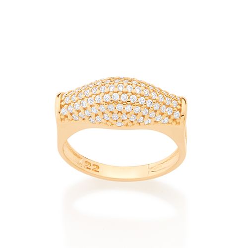 ANEL BANHADO A OURO 18K NO FORMATO PAVE