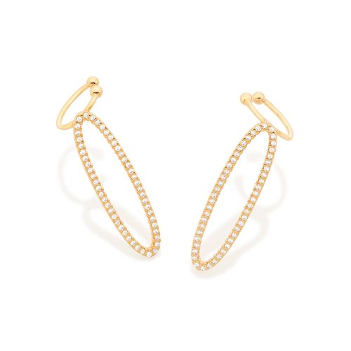BRINCO EAR CUFF BANHADO A OURO 18K COM ZIRCÔNIAS
