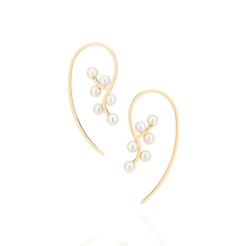 BRINCO GANCHO BANHADO A OURO 18K COM PÉROLAS