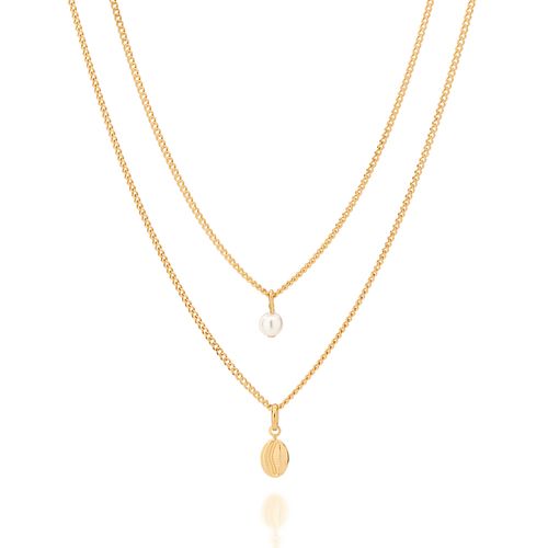 GARGANTILHA DUPLA BÚZIOS BANHADA A OURO 18K