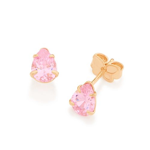 BRINCO SOLITÁRIO GOTA BANHADO A OURO 18K COM ZIRCÔNIAS