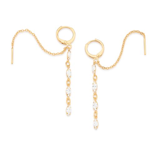 BRINCO ARGOLA VERSÁTIL BANHADO A OURO 18K COM ZIRCÔNIAS