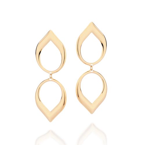 MAXI BRINCO GOTAS VAZADO BANHADO A OURO 18K