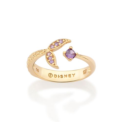 ANEL CAUDA PRINCESA ARIEL BANHADO A OURO 18K COM ZIRCÔNIAS