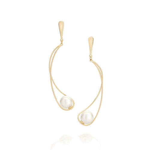 MAXI BRINCO BANHADO A OURO 18K COM PÉROLAS SINTÉTICAS