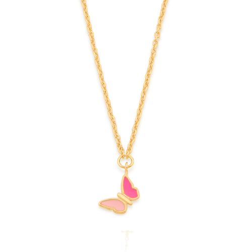 GARGANTILHA INFANTIL BORBOLETA BANHADA A OURO 18K