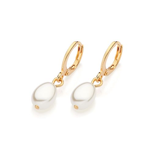 BRINCO ARGOLA BANHADO A OURO 18K COM PÉROLAS BARROCAS