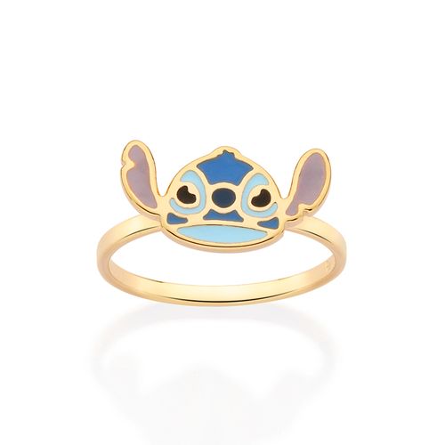 ANEL STITCH BANHADO A OURO 18K COM APLICAÇÃO DE RESINA