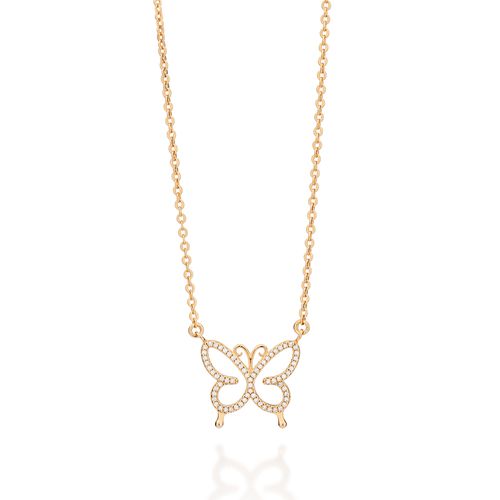 GARGANTILHA BORBOLETA BANHADA A OURO 18K COM ZIRCÔNIAS