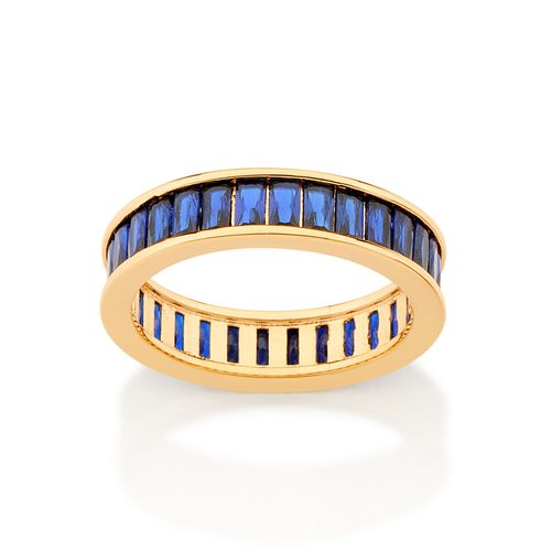 MEIA ALIANÇA BANHADA A OURO 18K COM ZIRCÔNIAS BAGUETES