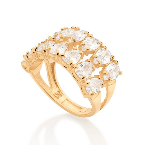 MAXI ANEL BANHADO A OURO 18K COM ZIRCÔNIAS