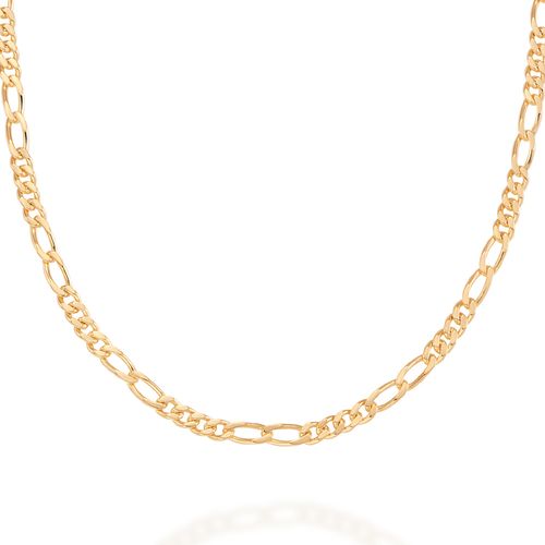 CORDÃO BANHADO A OURO 18K ELO ALTERNADO E LAMINADO