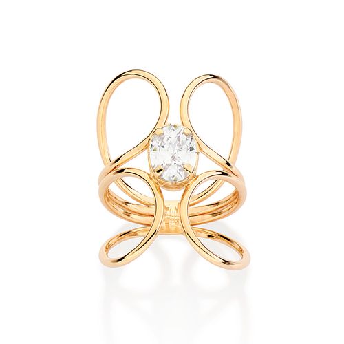 MAXI ANEL BANHADO A OURO 18K COM ZIRCÔNIA
