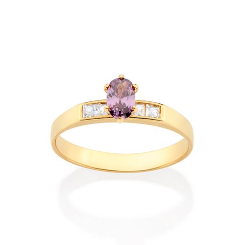 ANEL SOLITÁRIO FORMATURA BANHADO A OURO 18K COM ZIRCÔNIAS