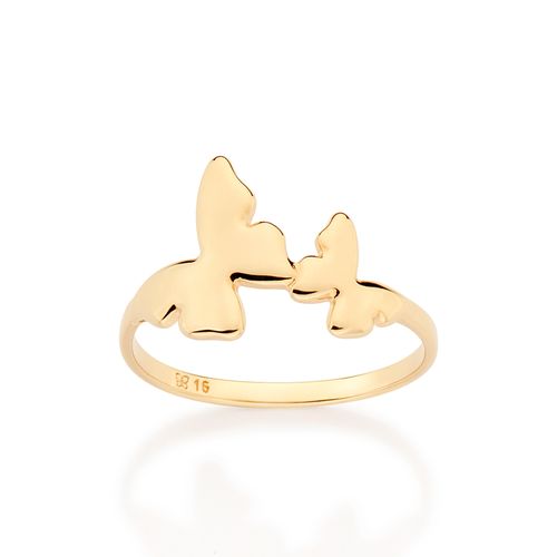 ANEL SKINNY COM BORBOLETAS BANHADO AO URO 18K