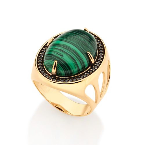 MAXI ANEL BANHADO A OURO 18K COM CRISTAIS E ZIRCÔNIAS