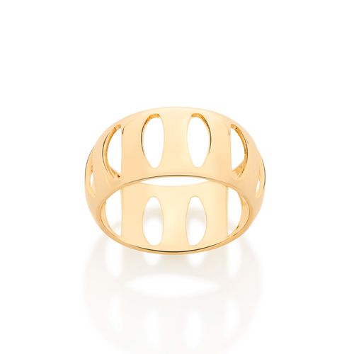 ANEL COM DETALHES OVAIS VAZADOS BANHADO A OURO 18K