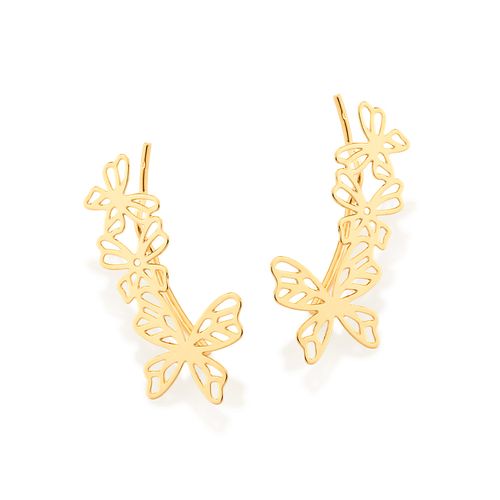 BRINCO EAR CUFF BORBOLETA BANHADO A OURO 18K