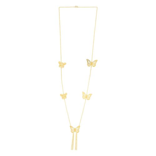 CORDÃO BANHADO A OURO 18K FIO CADEADO COM BORBOLETAS