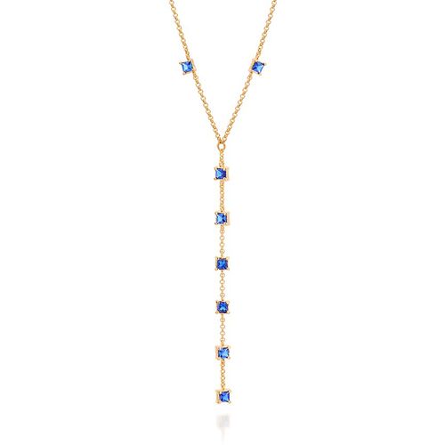 GARGANTILHA GRAVATA BANHADA A OURO 18K COM ZIRCÔNIAS