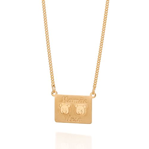 GARGANTILHA MAMÃE URSA BANHADA A OURO 18K