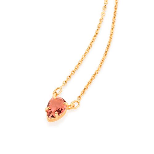 GARGANTILHA BANHADA A OURO 18K FIO ELO CADEADO COM PINGENTE GOTA