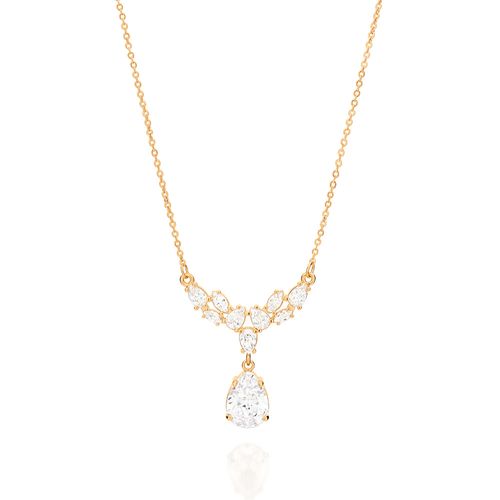 GARGANTILHA BANHADA A A OURO 18K COM ZIRCÔNIAS GOTAS E NAVETES