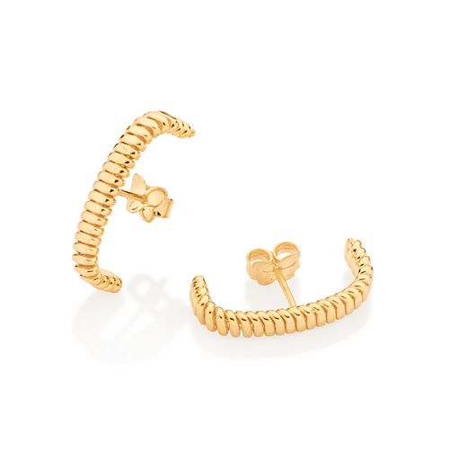 BRINCO EAR HOOK RETANGULAR BANHADO A OURO 18K
