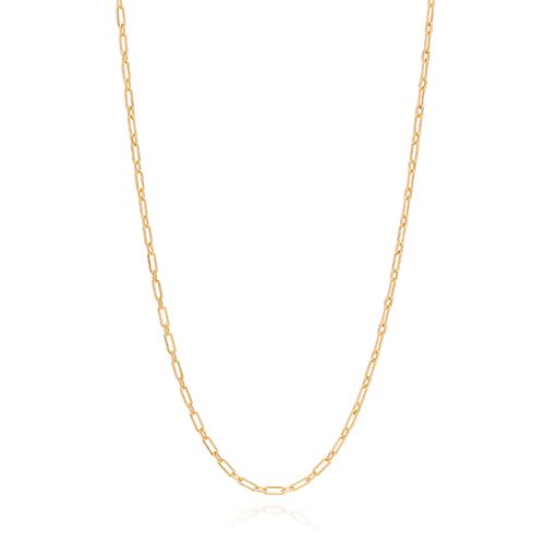 CORDÃO ELO CADEADO LIXADO BANHADO A OURO 18K