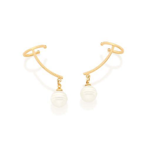 BRINCO EAR CUFF BANHADO A OURO 18K COM PÉROLA BARROCA