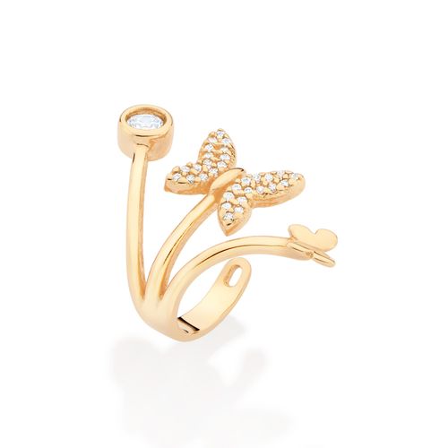 BRINCO PIERCING DE PRESSÃO BORBOLETAS BANHADO A OURO 18K COM ZIRCÔNIAS