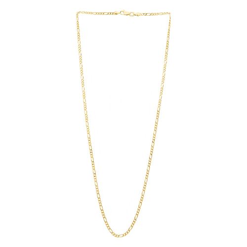 CORDÃO BANHADO A OURO 18K ELO ALTERNADO E LAMINADO