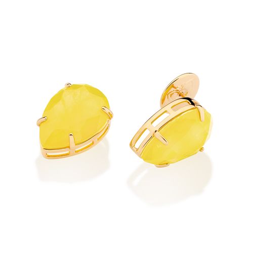 BRINCO GOTA BANHADO A OURO 18K COM CRISTAL FÚSION