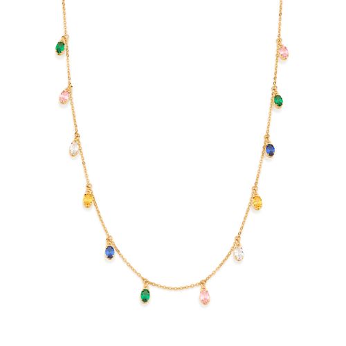 GARGANTILHA COM ZIRCÔNIAS OVAIS BANHADA A OURO 18K
