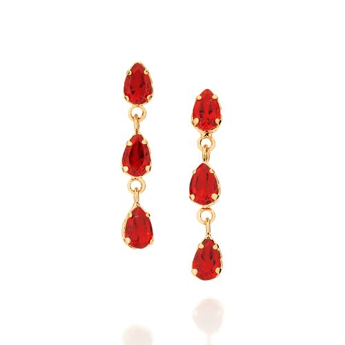 BRINCO COM CRISTAIS GOTAS BANHADO A OURO 18K