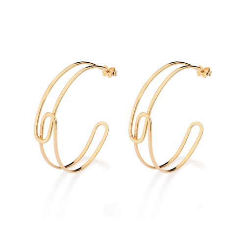 BRINCO MEIA ARGOLA BANHADO A OURO 18K