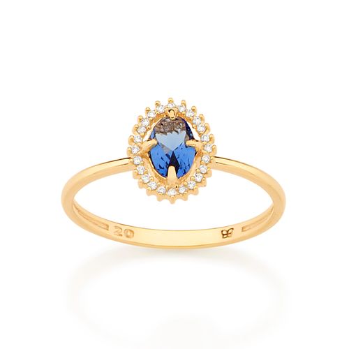 ANEL SOLITÁRIO OVAL BANHADO A OURO 18K