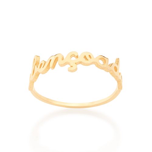 ANEL SKINNY RING BANHADO A OURO 18K COM ESCRITA ABENÇOADA