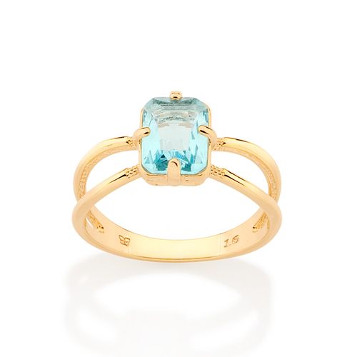 ANEL SOLITÁRIO BANHADO A OURO 18K COM CRISTAL