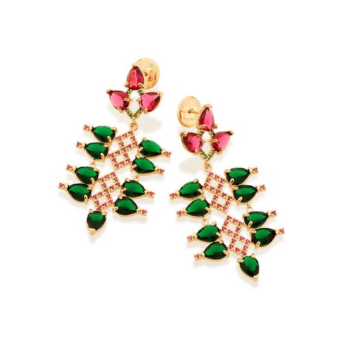 MAXI BRINCO BANHADO A OURO 18K COM ZIRCÔNIAS E CRISTAIS