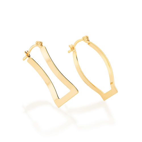 BRINCO ARGOLA RETÂNGULAR BANHADO A OURO 18K