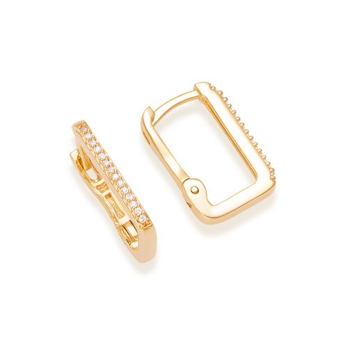 BRINCO ARGOLA RETANGULAR A OURO 18K
